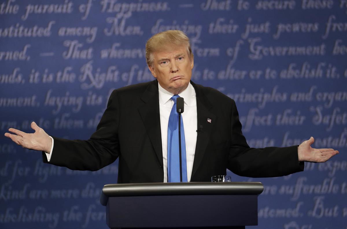 Donald Trump during the presidential debate with Democratic presidential nominee Hillary Clinton at Hofstra University on Sept. 26, 2016 (AP Photo/Patrick Semansky, File)