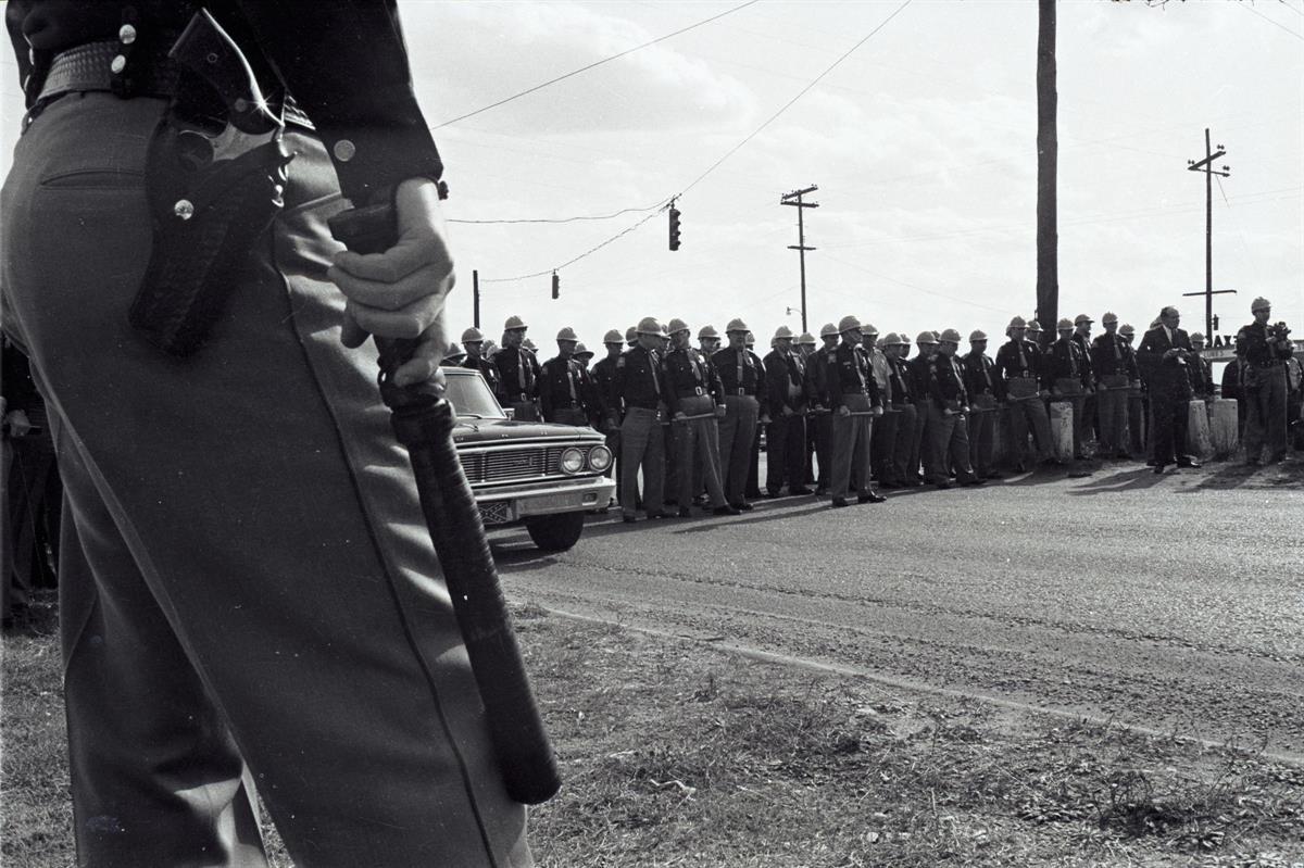 Police gather outside Selma, Alabama on Bloody Sunday