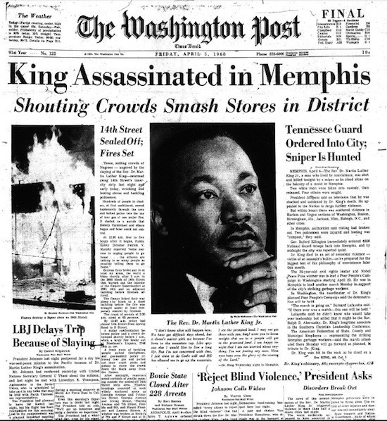 The Washington Post on April 4, 1968 (via <a href=