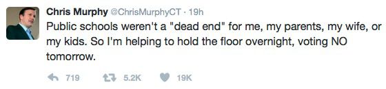 Tweet from Senator Chris Murphy on February 6, 2017
