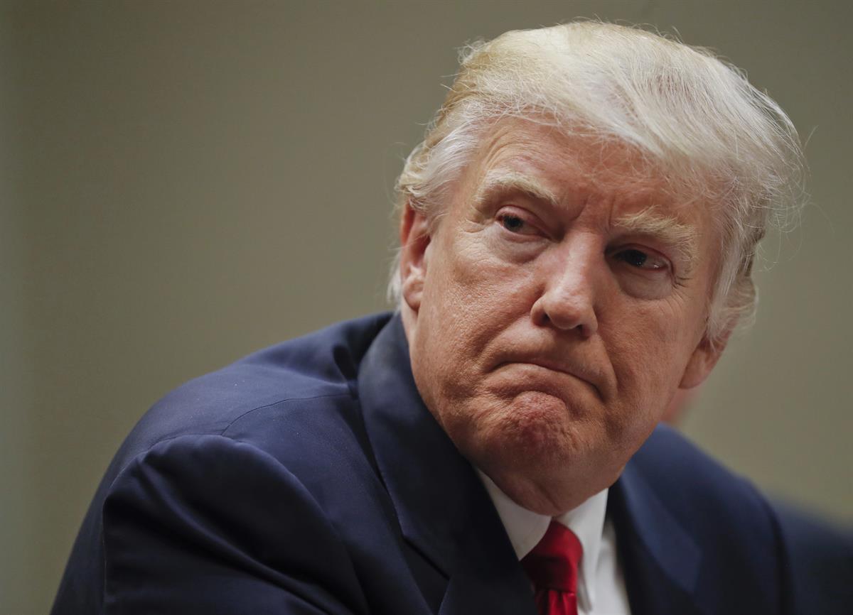 President Donald Trump Monday, Feb. 27, 2017, in the Roosevelt Room of the White House in Washington. (AP Photo/Pablo Martinez Monsivais)