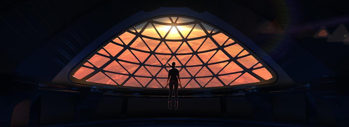 Space station overlooking Mars (SpaceX promotional photo)