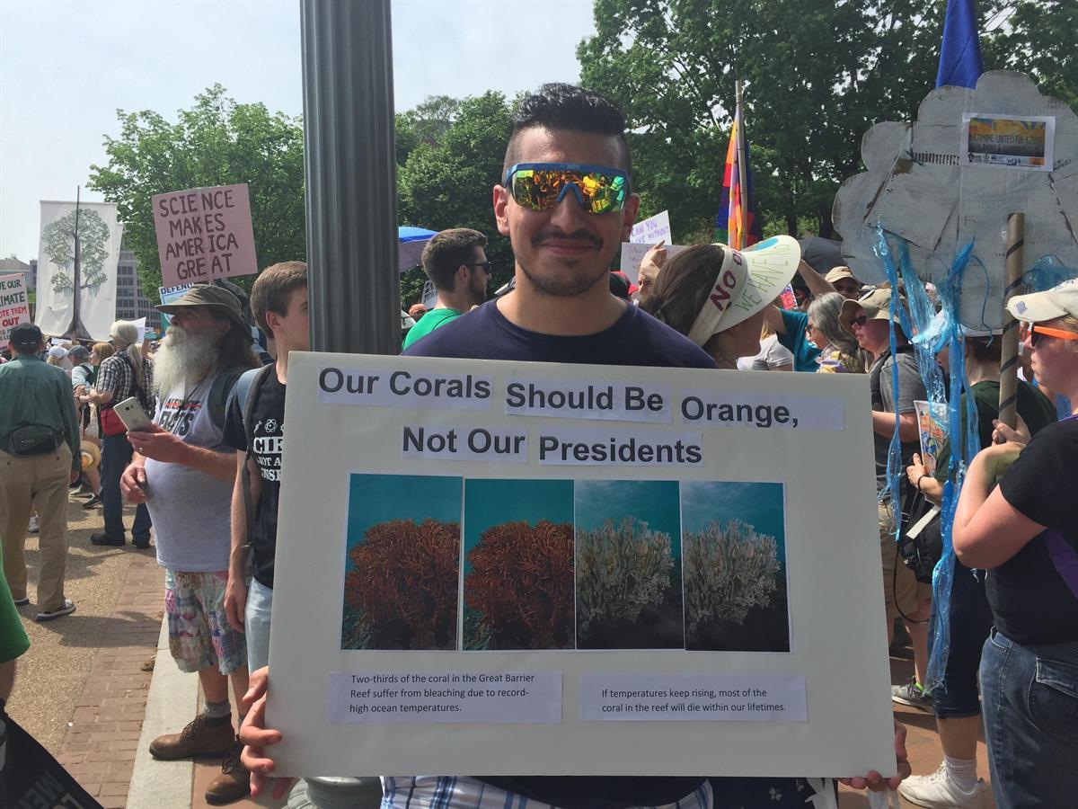 fYour correspondent was there too, reminding people about coral bleaching.