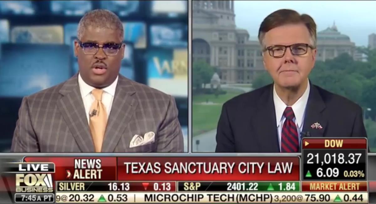 Texas Lt. Governor Dan Patrick discusses Senate Bill 4 on Fox Business (via Facebook/@dan.patrick.texas)