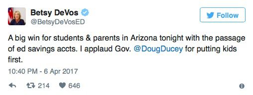 From Secretary DeVos’s Twitter account
