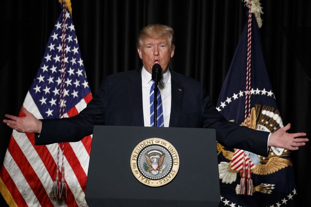 President Donald Trump speaks to the Major County Sheriffs’ Association and Major Cities Chiefs Association, Wednesday, Feb. 8, 2017, in Washington. (AP Photo/Evan Vucci)Day 16 — Saturday, Feb 4