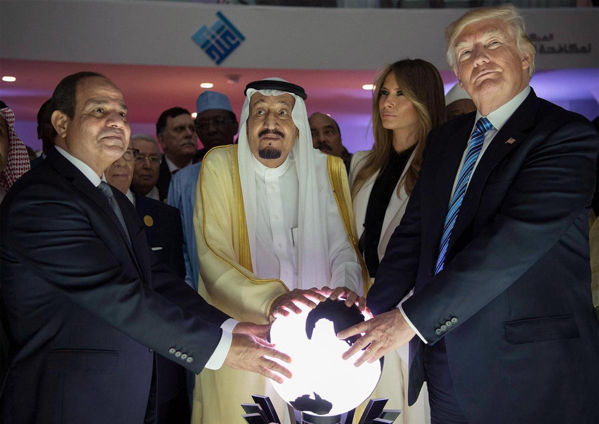 President Abdel Fatah al-Sisi (Egypt), King Salman bin Abdulaziz (Saudi Arabia), And President Donald Trump — May 21, 2017 (Anadolu Agency/Getty Images)