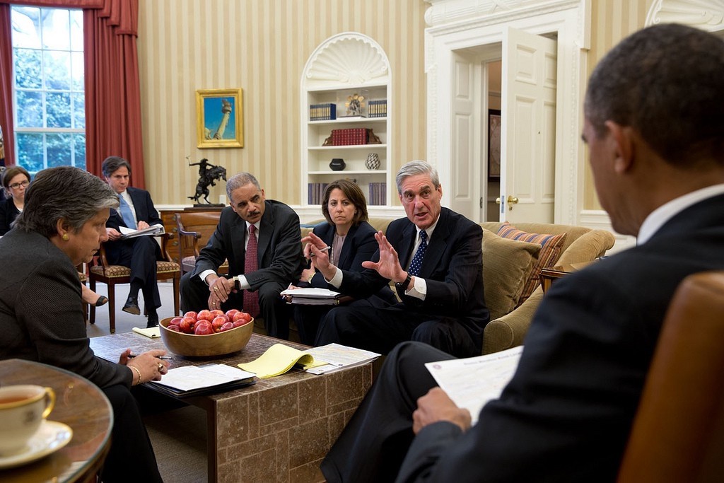 FBI Director Robert Mueller leads a briefing for the President on the Boston Marathon bombings. (Official White House Photo by Pete Souza)