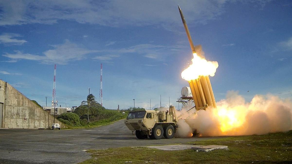 A Terminal High Altitude Area Defense (THAAD) interceptor is launched during a successful intercept test (Department of Defense)