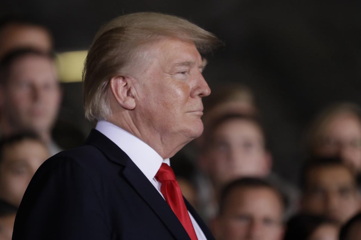 President Donald Trump speaks to military personnel and their families at Andrews Air Force Base, Md — Friday, Sept. 15, 2017. (AP Photo/Evan Vucci)