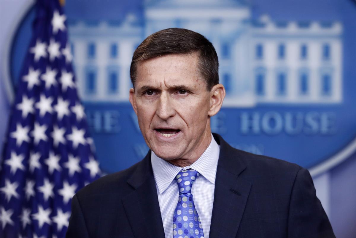 Former National Security Adviser Michael Flynn speaks during the daily news briefing at the White House on Feb. 1, 2017, days before he resigned (AP Photo/Carolyn Kaster)