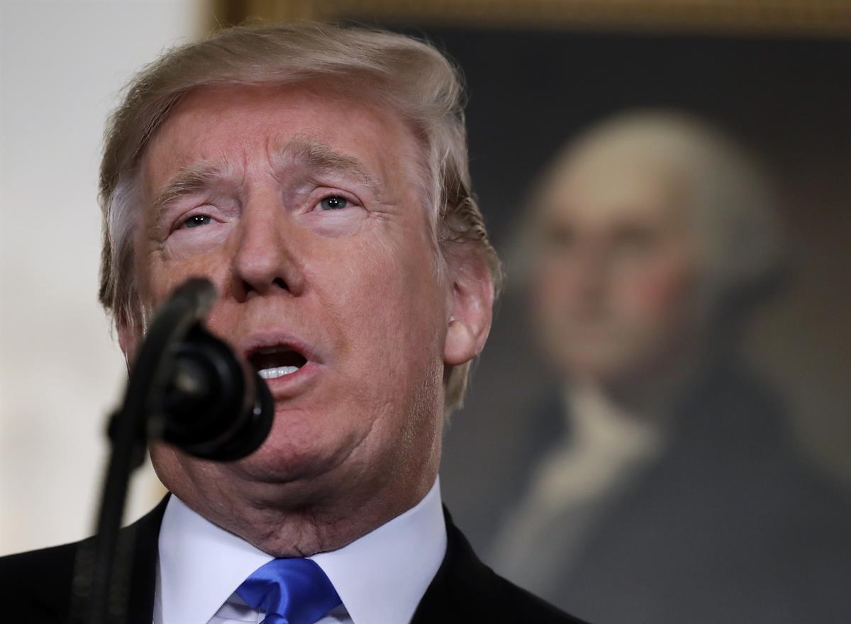President Donald Trump makes his announcement about Jerusalem in the Diplomatic Reception Room of the White House, Wednesday, Dec. 6, 2017 — (AP Photo/Evan Vucci)