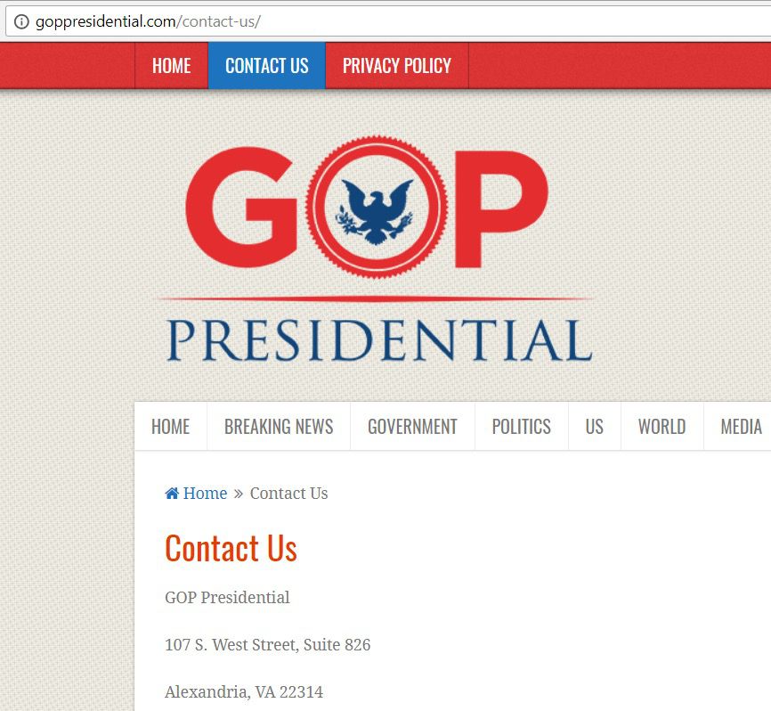Screenshot from GOPPresidential.com
